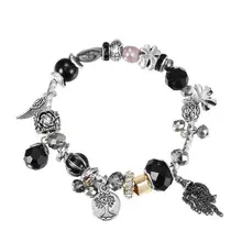 W029 BIGBING Jewelry Fashion retro black crystal silver charm pendant Bracelet women's bracelet fashion Bracelet fashion jewelry