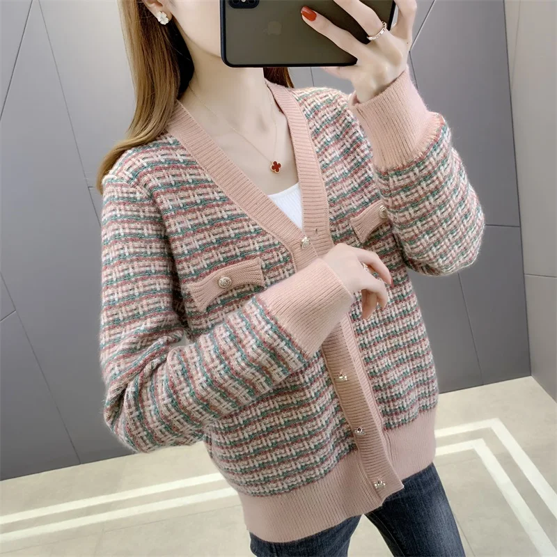 

loose cardigan female early autumn of 2021 the new small sweet wind sweater coat ladies sweater long-sleeved shirt