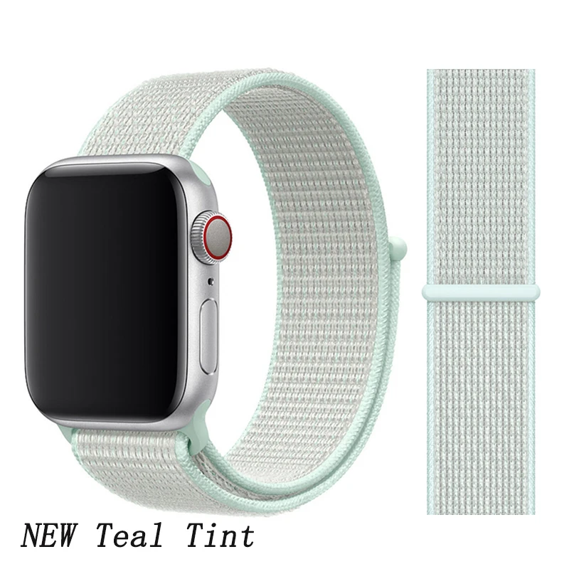 Спортивная петля ремешок apple watch band 42 мм 38 мм apple watch 4 3 band iwatch band 44 мм 40 мм correa pulseira 42 44 нейлоновый ремешок для часов - Цвет ремешка: New Teal Tint 6