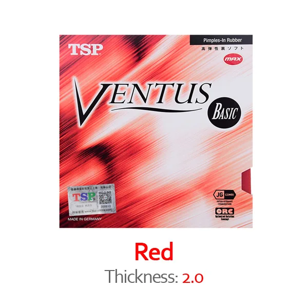 Red 2.0 TSP Ventus Basic TSP резиновый Настольный теннис(сделано в Германии) Pips-in пинг-понг губка - Цвет: Red 2.0