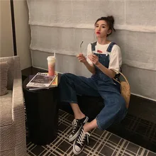 Джинсы с высокой талией, с карманами, комбинезоны, эластичная резинка на талии, полная длина, новинка, весна-осень, модная брендовая Женская одежда, женская одежда, новинка