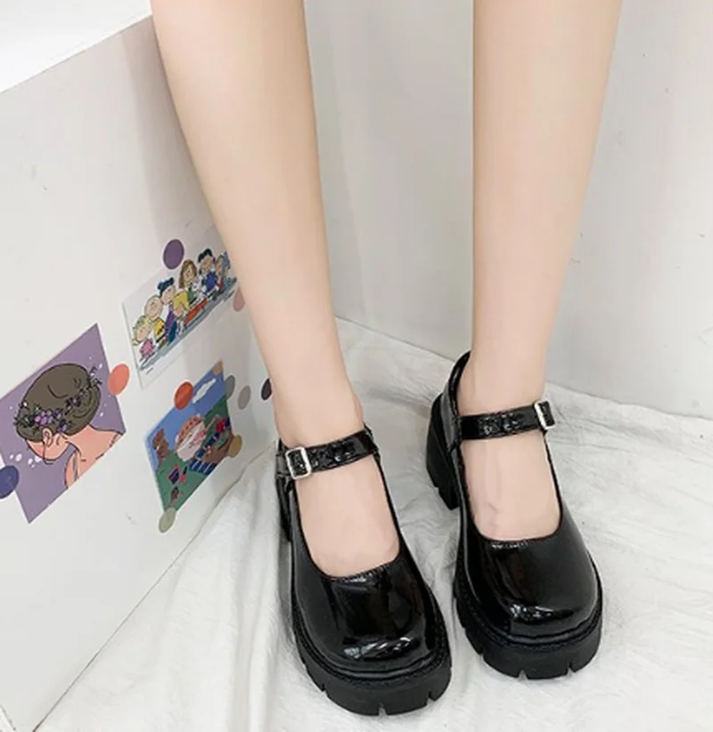 

Patent leather wedge flat shoes Buckle Strap Round Toe summer outdoor casual ladies shoes student party shoes zapatos de mujer 0