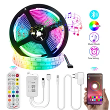 5050 RGB Bluetooth rétro-éclairage Intelligent LED bande lumière DC 12V 5m 10m 15m couleur lumière LED HDTV rétro-éclairage Intelligent LED lampe de nuit