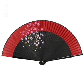 

Handheld Fan Sakura Printing Folded Fans Spun Silk Bamboo Hand Held Props for Dancing Cosplay Home Office Wall Diy Decoration