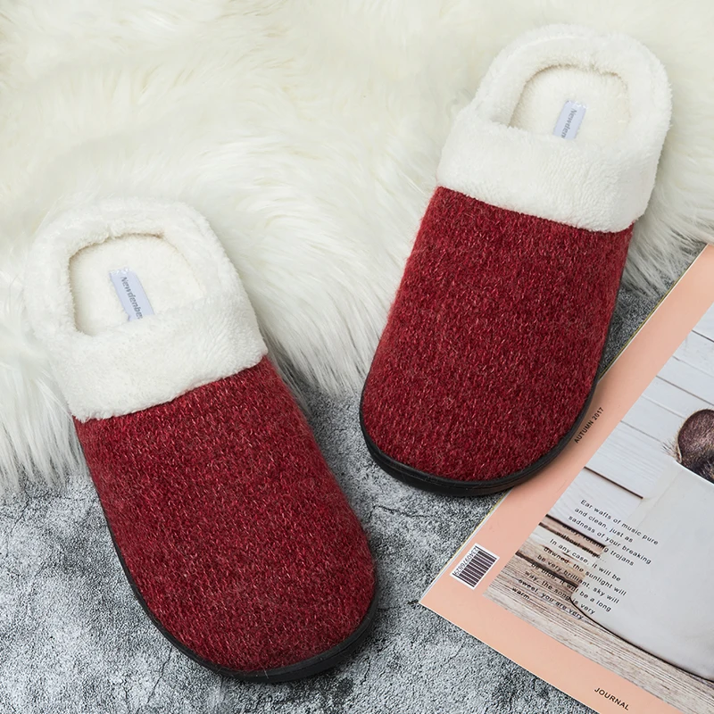 

Women Fur Slippers Winter Warm Shoes Women Suede Plush House Slippers Indoor Outdoor Couples Cotton Memory Foam Zapatillas Mujer