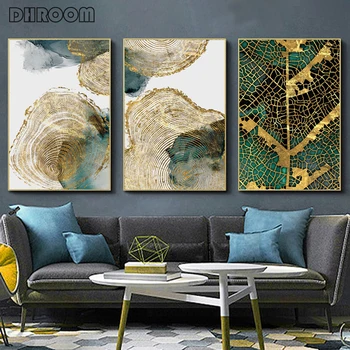 

Abstract Golden Leaf Vein Canvas Painting Wood Texture Poster Print Modern Wall Art for Living Room Cuadros Salon Decoracion