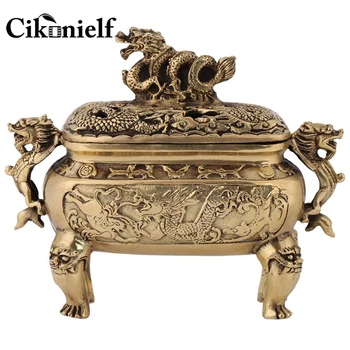 

Cikonielf Rectangle Incense Burners Bronze Copper Furnishing Back to Ancient Home DecorationCreative Incense Burner