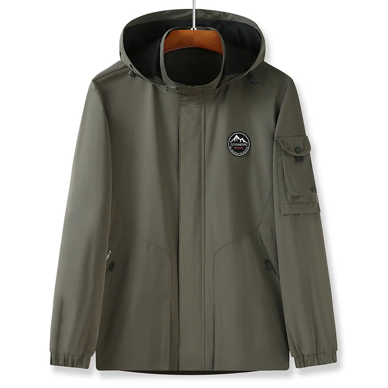 Autumn Windproof Waterproof Jacket Men's Outdoor Mountain Climbing Fishing Loose Large Size Tooling Windbreaker Casual Coat