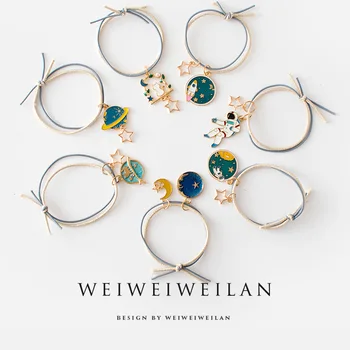 

Cartoon Cute Alloy Hair Band Headband Japanese Korean Fresh Candy-Colored Hair Band Female Tie Ponytail Rubber Band