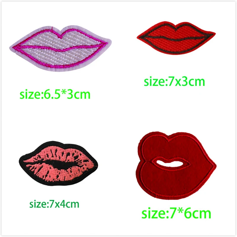 

2 Pcs Cartoon Decorative Patch Sexy lips pattern icon Embroidered Applique Patches For DIY Iron on Badges Stickers on a backpack