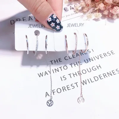 

"Wok of Love" drama tv Korea 기름진 멜로 Jung Ryeo Won asymmetric ear studs Earrings for women brincos fashion jewelry mujer