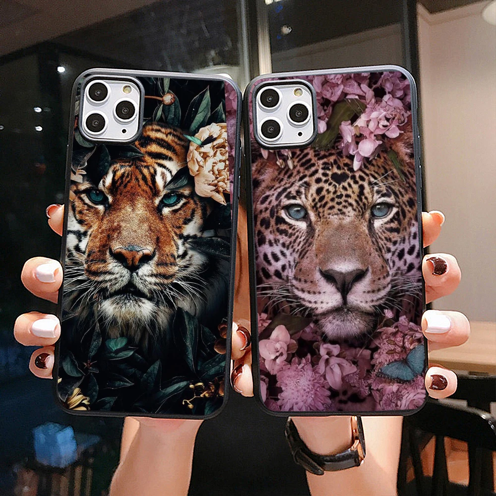 

PUNQZY Tiger Flower lion Animal Soft TPU Phone Case For Samsung A50 A70 S20 S10 S11 S9 S8 S7 A30 A10 M10 A20 S20 PLUS Case Cover