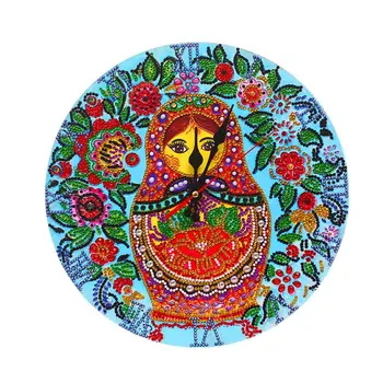 

5D Diamond Painting Cartoon Clock Embroidery Kit Round Rhinestone Painting H55E