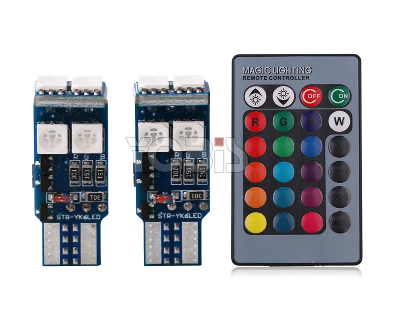 RGB с пультом дистанционного управления T10-6SMD 5050 Автомобильная широкополосная мигающая лампа