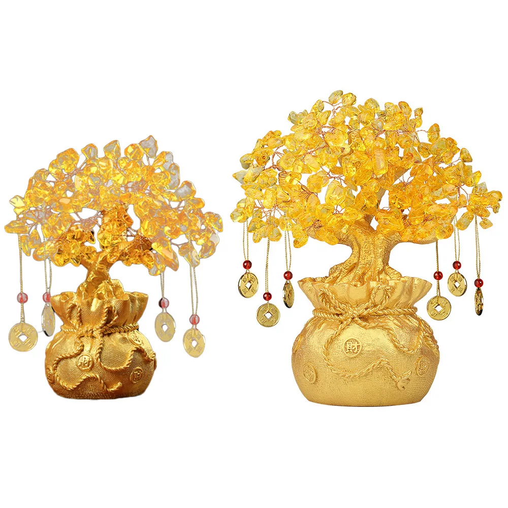 

Chinese Golden Resin Lucky Money Fortune Tree LUCKY Fortune Wealth Home Office Decoration Ornament Figurines Best Gifts