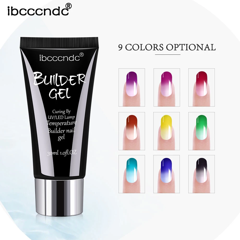 

ibcccndc New Thermal Quick Building UV Gel Acrylic Poly Extension Gel Nail Tips Temperature Color Change UV Builder Nail Art Gel