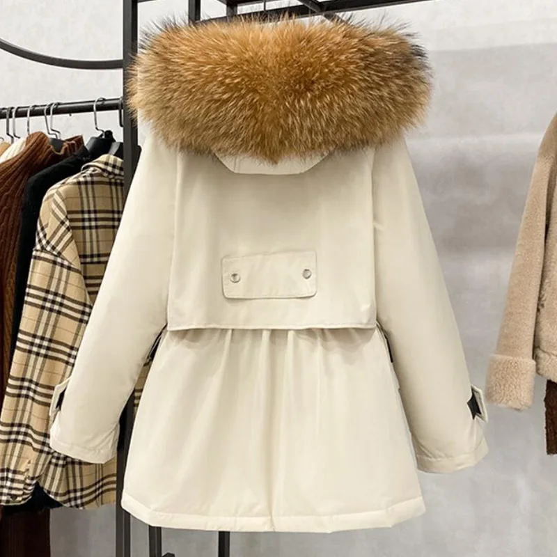 FTLZZ 2020 Natural Raccoon Fox Fur Hooded Winter