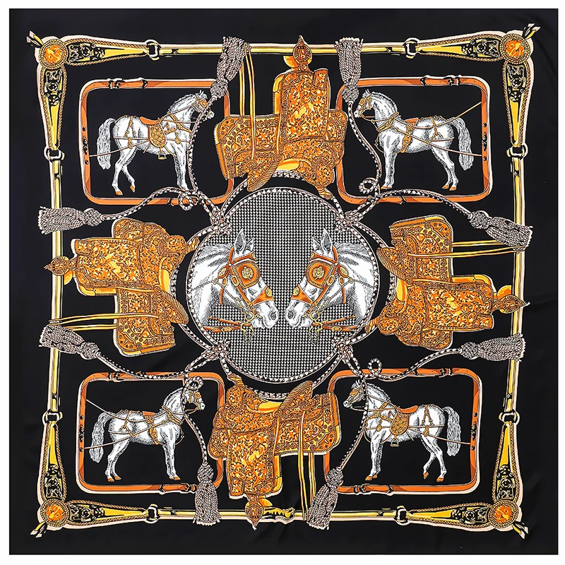 2021 New design brand Women\'s silk scarf 130cm*130cm printed twill large square scarf shawl wrapped lady\'s scarf Farad