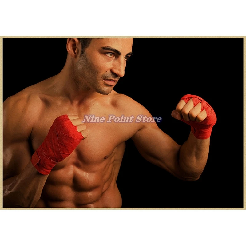 thumbnail image 1 of Póster de pintura de papel Kraft para entrenamiento de fitness y boxeo, pegatinas de pared para gimnasio, decoración del hogar, 1 of 5