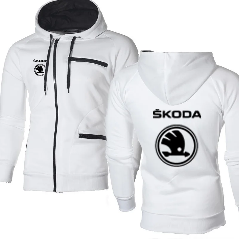 Мужские толстовки для автомобиля Skoda с логотипом, Повседневная Хип-Хоп Толстовка Harajuku, флисовые теплые толстовки с капюшоном, мужская куртка на молнии