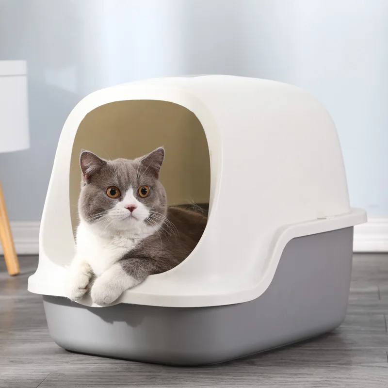Fully Enclosed Pet Bedpan Cat Toilet Box Large Anti-spatter Litter With Scoop Easy To Clean Supplies & | Дом и сад