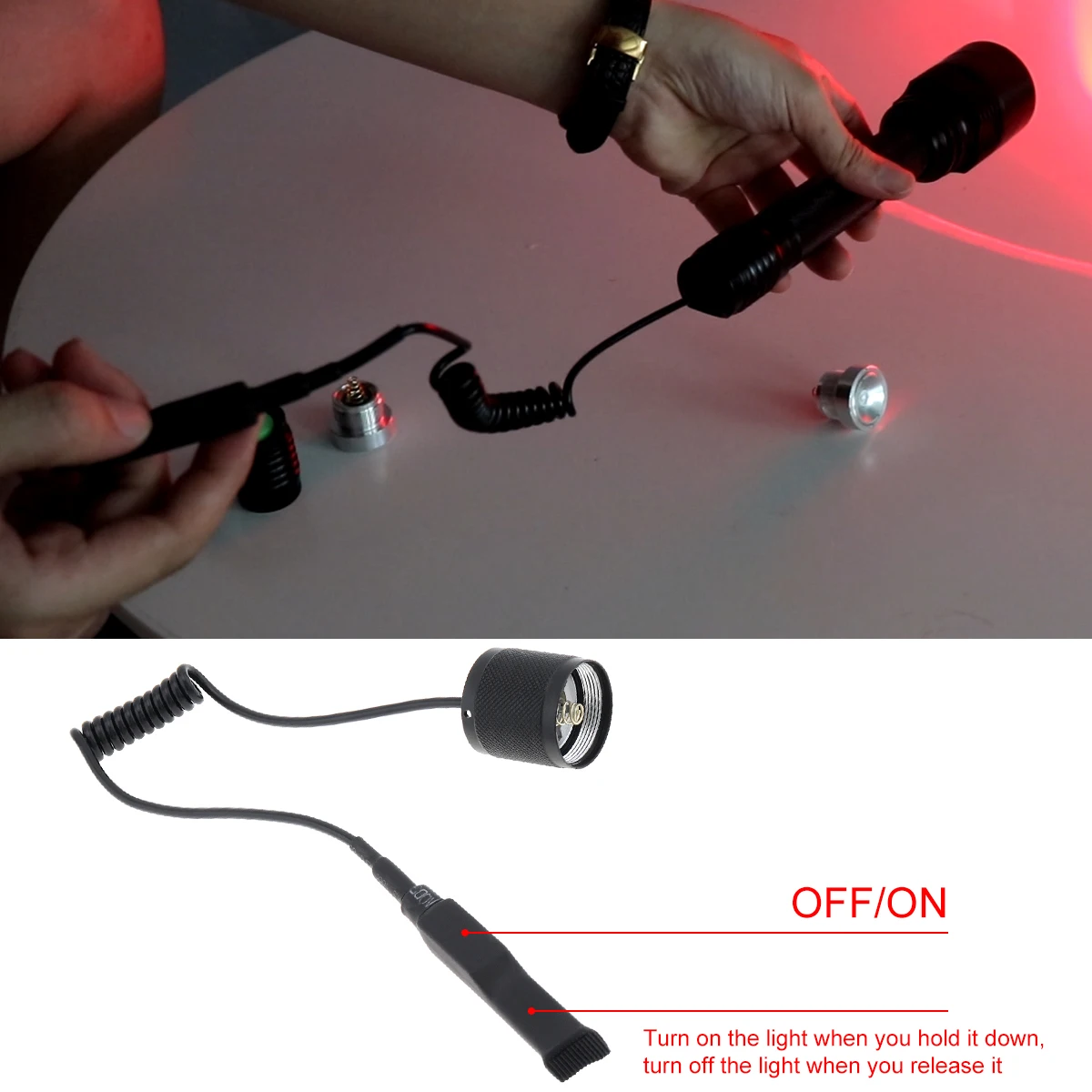LED Flashlight SecurityIng Remote Pressure Switch LED Flashlight Parts Full Metal 2 Buttons Fit for A100 Zoomable LED Torch Tactical Flashlight
