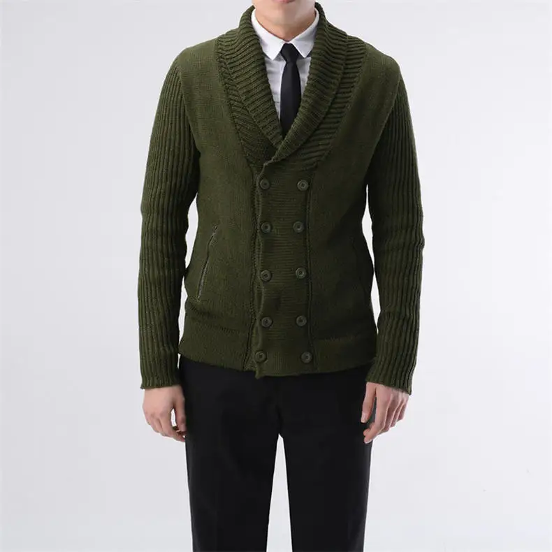 2019 Autumn New Wool Men Sweater Cardigans Winter Business Male Sweater Jacket Coat Men Shawl-Collar Raglan Sleeves Brand MuLS 02