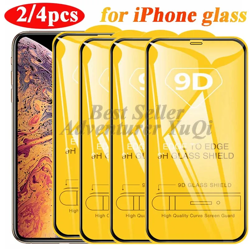 2/4 шт. 9D защита экрана полное покрытие закаленное стекло для IPhone 13 12 11 Pro Max Mini X XR XS 78