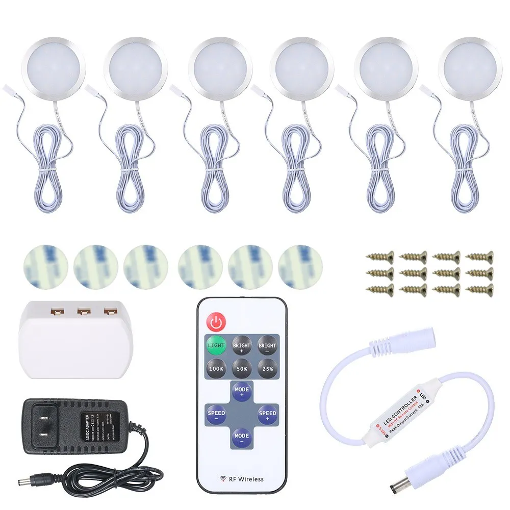 NEWKBO DC 12V 15W Round Shape Under Cabinet Light Lamp High CRI with 8 Dynamic Modes 11 Keys RF Remote Controller | Освещение