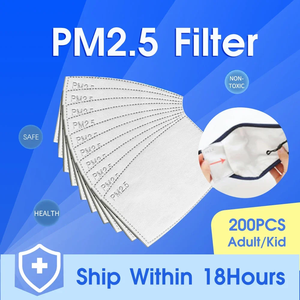 20/200PCS Mask Filters 5 layers PM2.5 Filter Mouth Face Carbon Anti