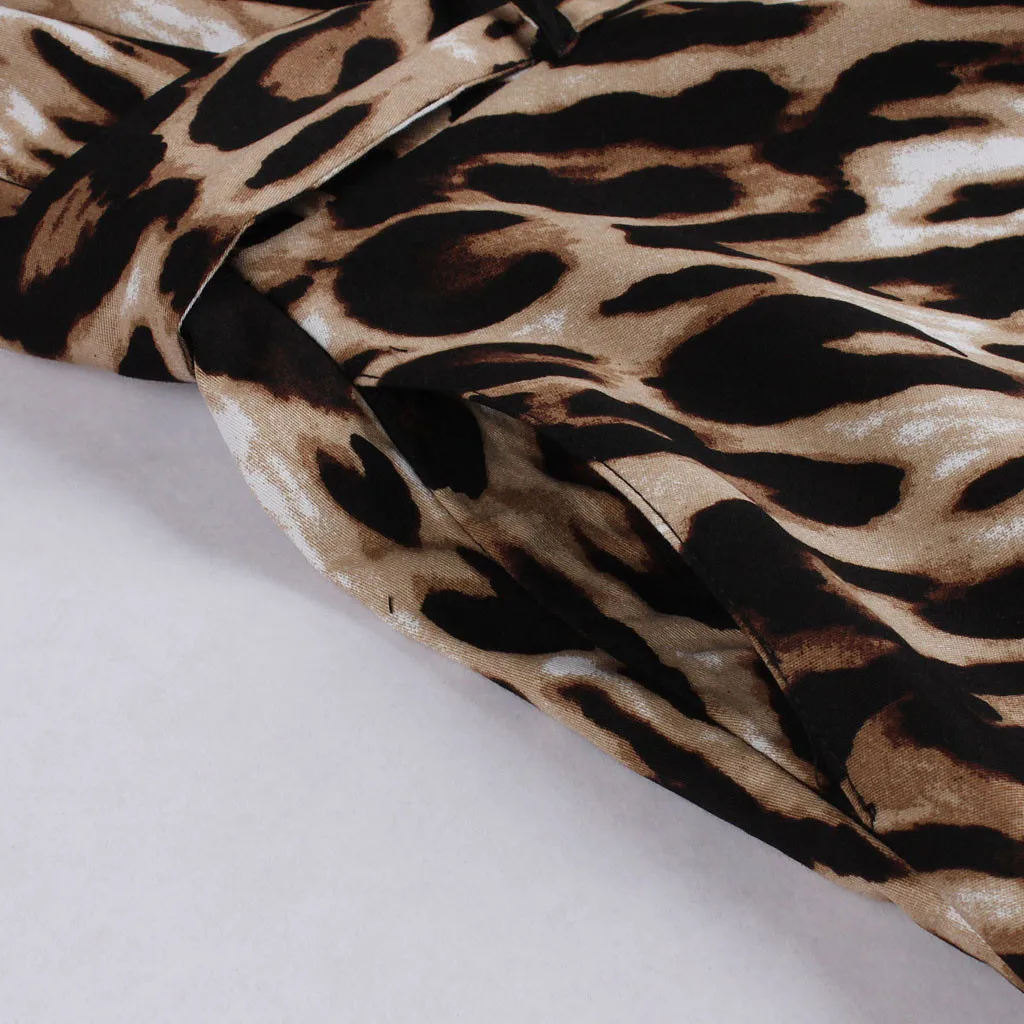JAYCOSIN Leopard Print Dress Women Vintage Dress Half Sleeve Zipper O-neck Ball Gown Sexy Party Dress Vestidos de fiesta