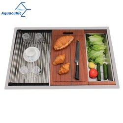 30 X 19 Inch Drop In Workstation Ledge Sink Single Bowl Top Mount Stainless Steel Kitchen Sink With Many Accessories