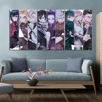 

3pcs HD Cartoon Wall Picture Pillars Kimetsu No Yaiba Members Anime Poster Canvsa Painting Wall Art Home Decor