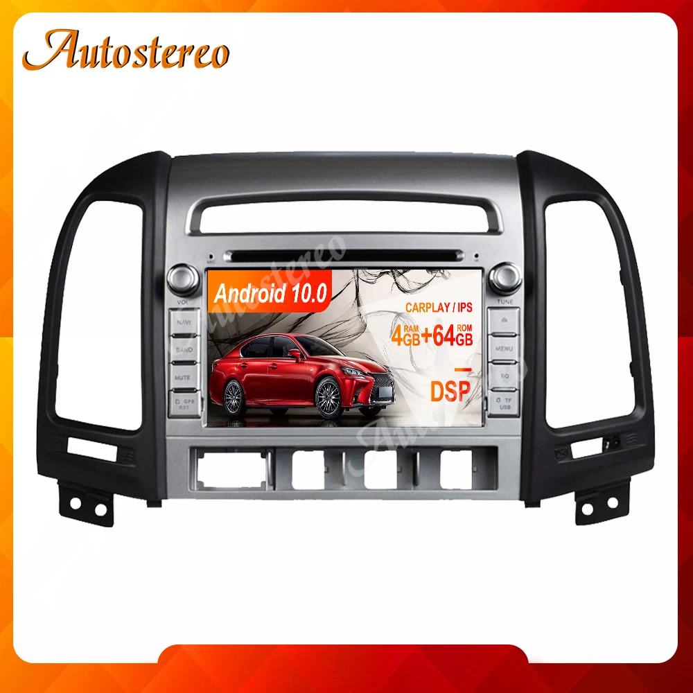 Автомобильный DVD-плеер Android10 автомагнитола GPS-навигация для Hyundai Santa Fe 2006-2011