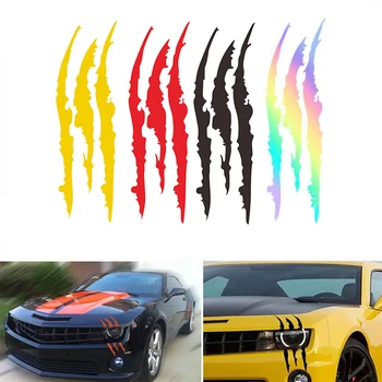 

100Pcs/Lot Car Auto Headlight Decoration 40cm*12cm Funny Car Sticker Reflective Scratch Stripe Claw Mark Decal Wholesale