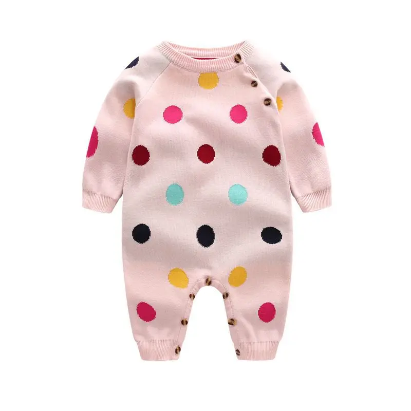 

Infant Sweater Female Baby Knitted Romper Spring And Autumn New Style Double Layer Pure Cotton Onesie Girls Nursing Crawling Clo