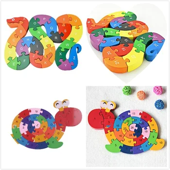 

26 Pcs Wooden Toy Snake Jigsaw Puzzle Waldorf Montessori Toys Educational Toys Puzzle 3d