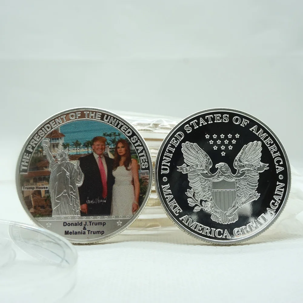 

10PCS American 45th President Donald Trump Coin US White House The Statue of Liberty Silver Replica MELANIA Trump Coin