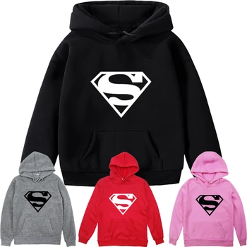 

New Fashion Superman Boys Girls Sweatshirts Clark Kent Kids Pullover Velvet Hoodies Hooded Sportswear Tops for Children