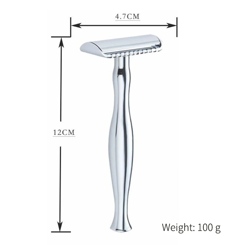 Новая бритва с длинной ручкой из медно-цинкового сплава, Мужская двухсторонняя портативная бритва, безопасная бритва