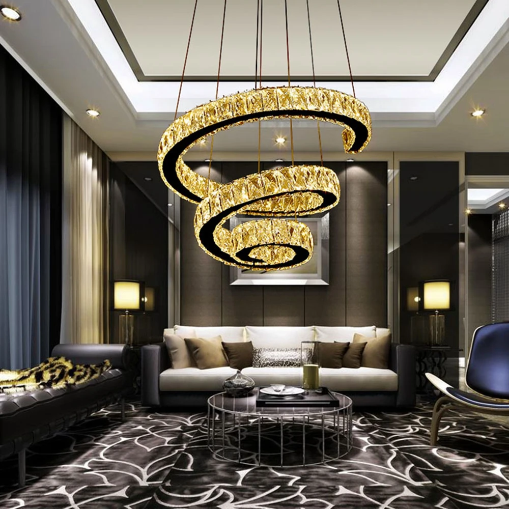 

Modern Simple LED Crystal Chandelier Living Room Lighting Lobby Clothing Store Chandelier Spiral Crystal Gloss 90V-260V Lamps