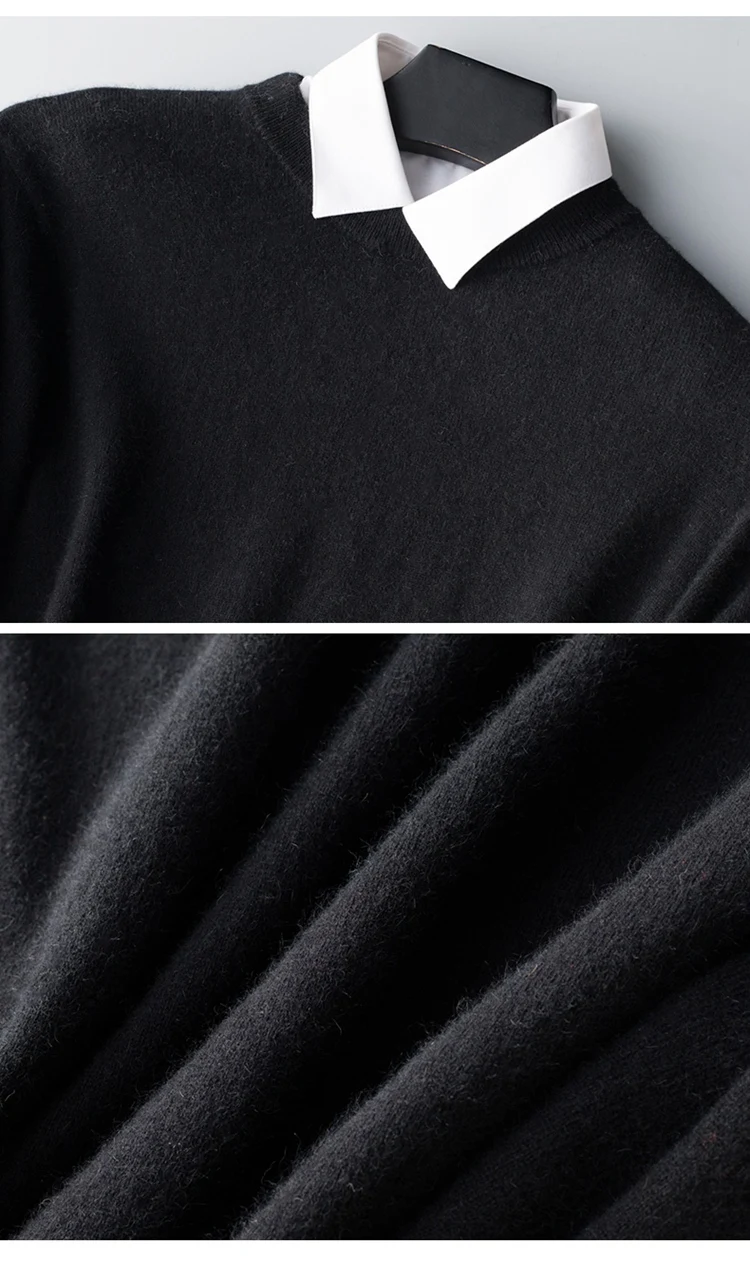 Кашемировый хлопковый свитер осень и зима свитер пуловер Круглый вырез сплошной цвет тонкий вязаный свитер 4XL