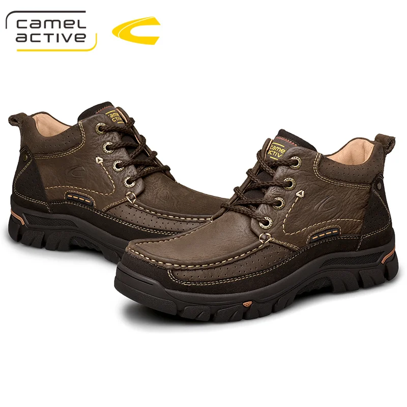 Camel Active New Winter Men's Shoes Warm Genuine Leather Outdoor Hiking Men Boots Non-slip Soft Men's Cotton Snow Boots