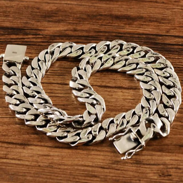 Solid Chain Necklace Stainless Steel/Blue Ion Plating 24