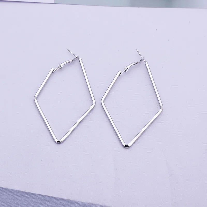 Fashion Korea Geometric Hoops Earring For Women Gold Color Punk Style Rings Women Earring Fashion Jewelry 2021 Trend,1 Pair