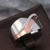 Huitan-Anillo de Metal con forma geométrica para mujer, accesorios de fiesta, sortija de dedo para oficina, joyería de moda con personalidad, piedra de circón ► Foto 3/6