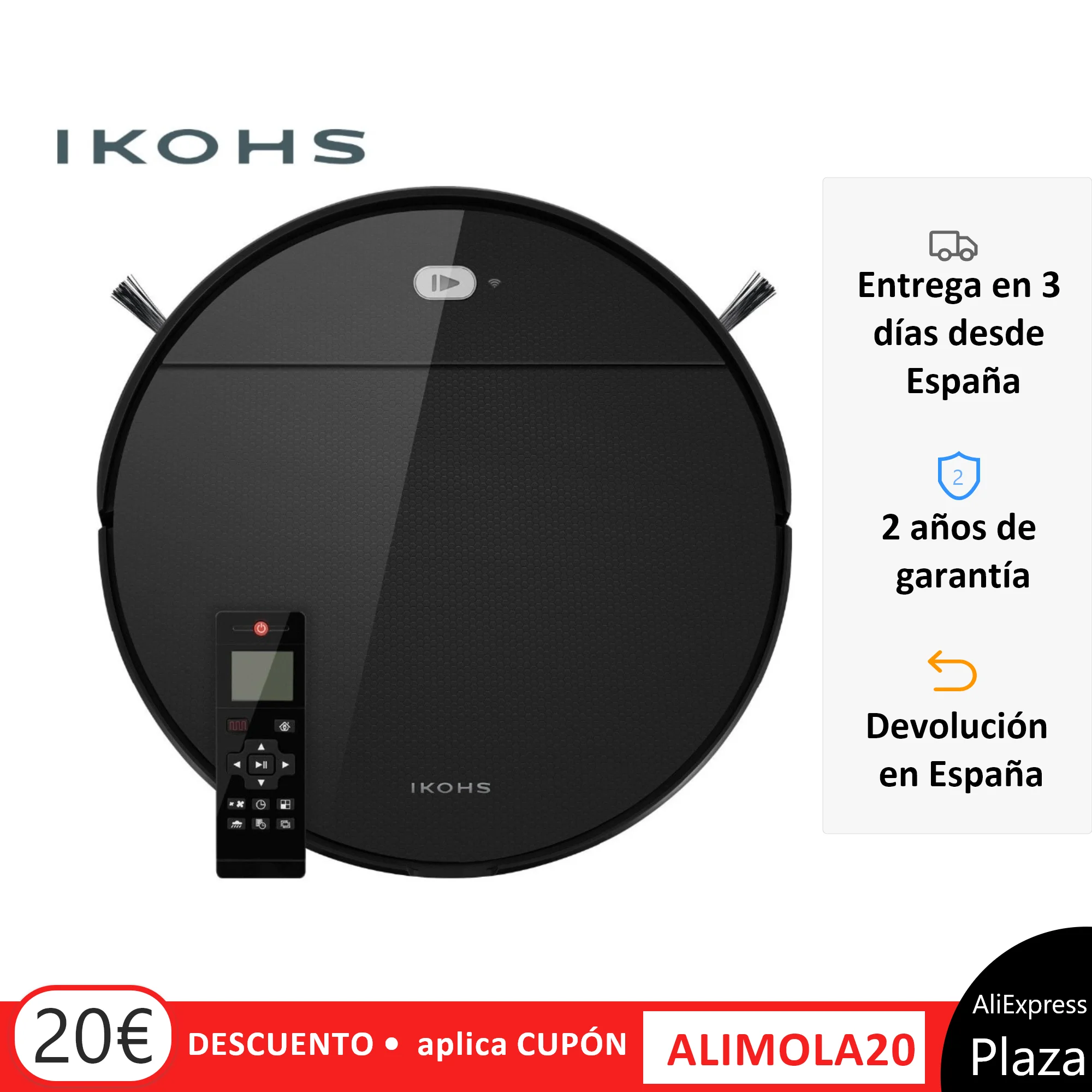 Robot vacuum cleaner Smart Cleaner, vacuum, sweep, scrub and pass the mop NETBOT S12 IKOHS 1200Pa Wireless Remote Control Smart