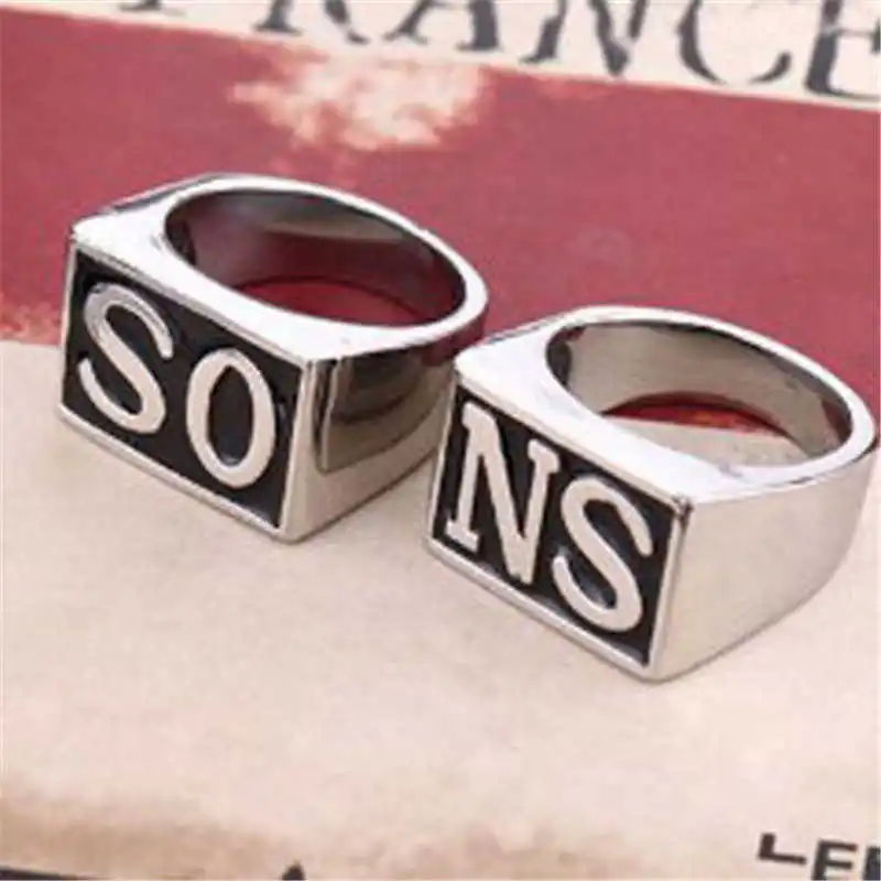 Популярное кольцо в стиле панк с надписью «SONS», Серебряное обручальное байкерское модное кольцо