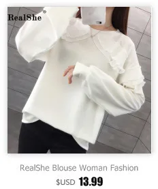 RealShe женская блузка с v-образным вырезом, длинным рукавом, пуговицами и кисточками, Женские топы и блузки, Весенняя Повседневная однотонная кружевная блузка, женские рубашки