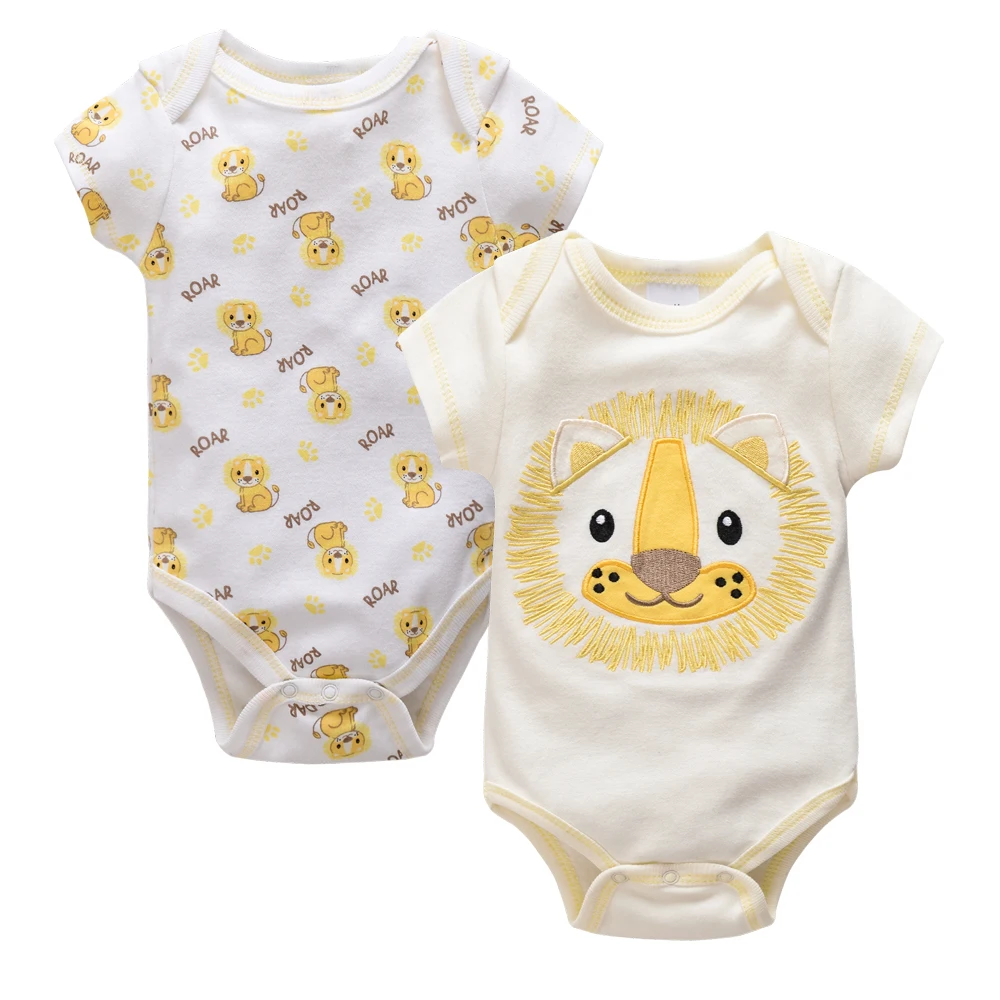 Honeyzone Summer Baby Clothes Infant Girls Romper Cute Lion Full Print Boys Bodysuits 2pcs /Set Trottie Jumpsuits Outfits Боди